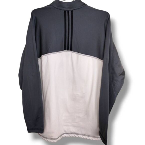 Adidas Mens Climawarm Jacket Size Large 1/4 Zip Front Gray White Long Sleeves - Picture 9 of 11